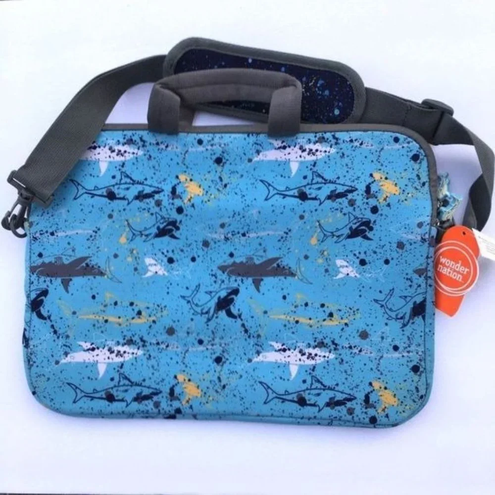 Shark Print Laptop Case Bag New